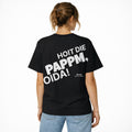 Oversized schwarzes T-SHirt "Hoit die Pappm oida!" für Damen und Herren - Streetwear-Style.